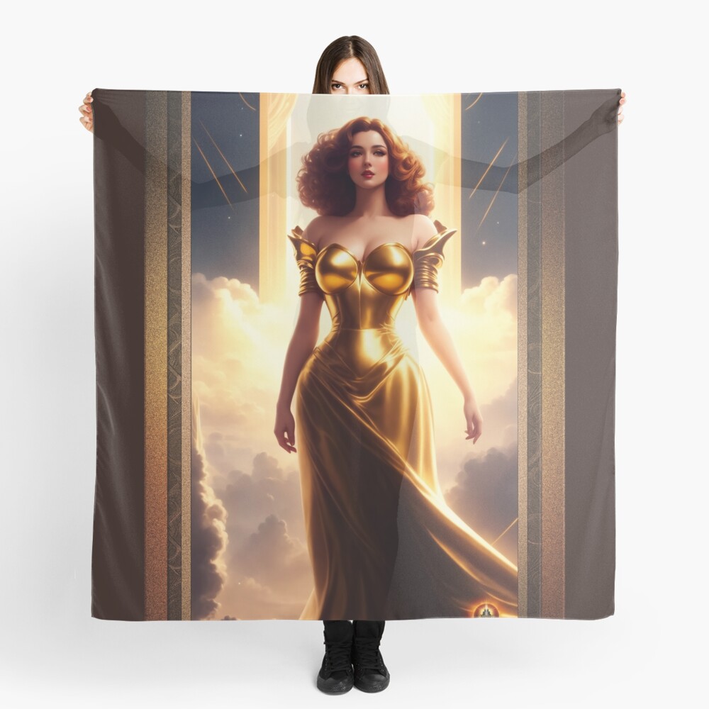 Queen Of The Olympians Graceful AI Concept Art Portrait by Xzendor7 Decorative Ladies Scarf