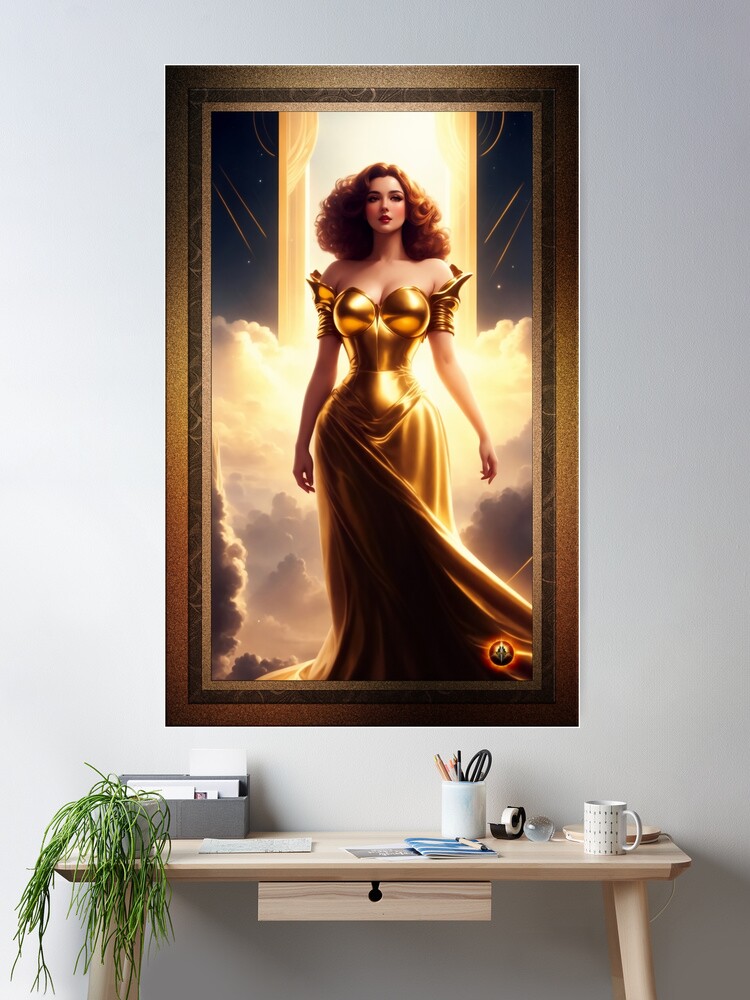 Queen Of The Olympians Graceful AI Concept Art Portrait by Xzendor7 Wall Decor Poster