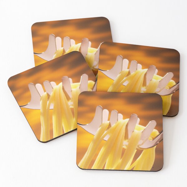 Item preview, Cooked pasta on a metal spaghetti spoon designed and sold by bailey-cooper.