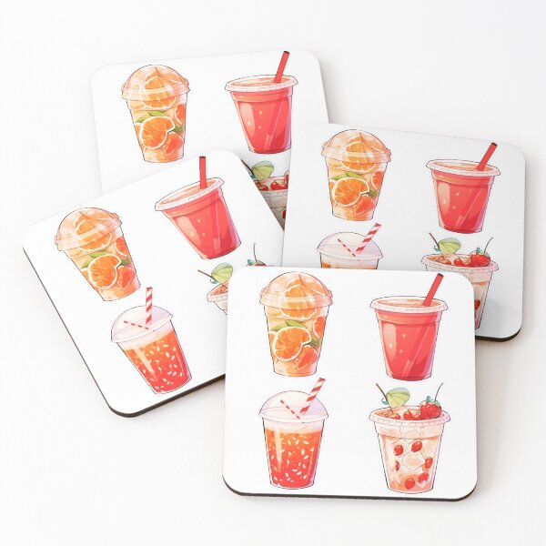 Item preview, Orange, Watermelon, Guava, Strawberry Drink Sticker Pack Design Art by ZeesDesign on Redbubble designed and sold by ZEESDESIGN.