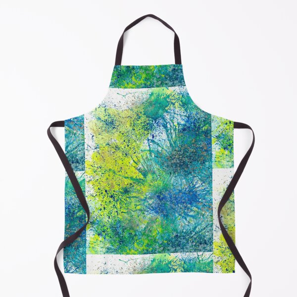 Item preview, Our Earth Is Always Breathing #532 Original Hand-painted Abstract Painting Detail 2 In Teal Blue Green Yellow Inspired By Gaia Spring Summer Mother Nature Forest Aquatic Plants Bohemian Boho Pattern designed and sold by Rainbow Artist Orlando L.