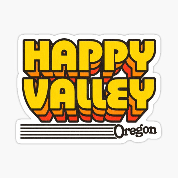 "Happy Valley, Oregon Retro Stripes" Sticker for Sale by retroready