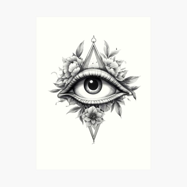 All Seeing Eye On Long Horn Skull Best Temporary Tattoos| WannaBeInk.com