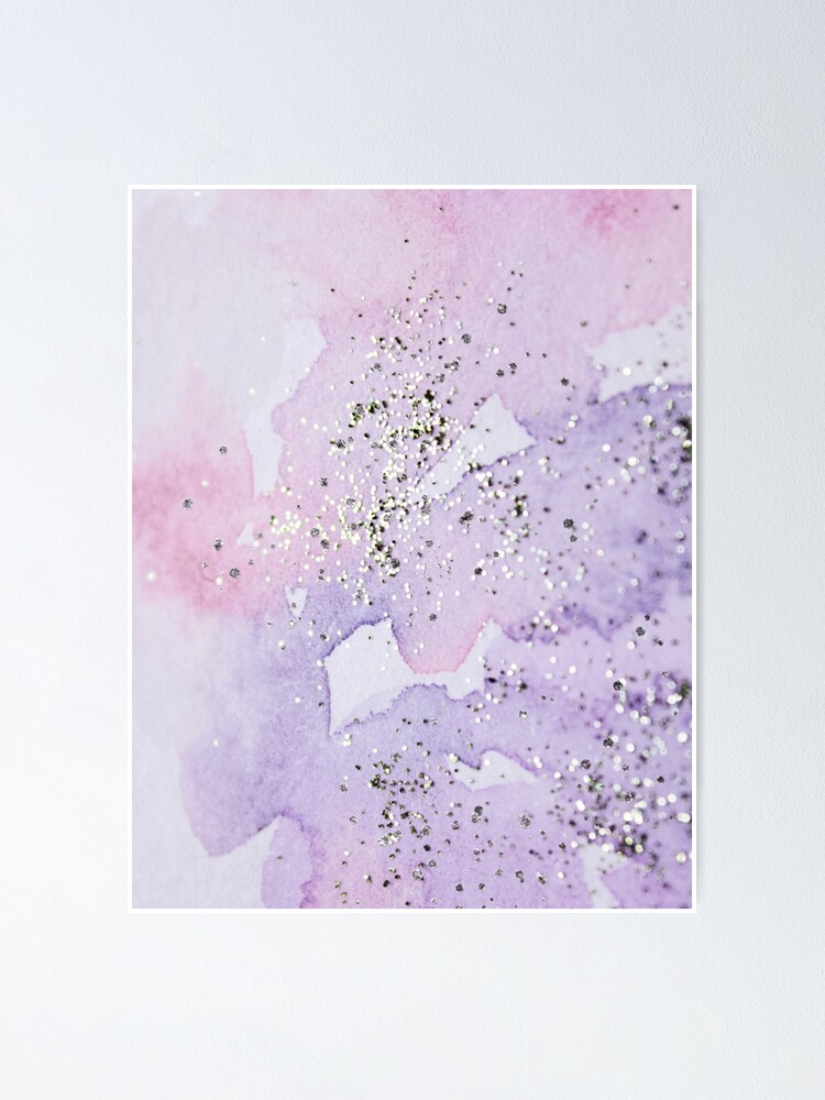 Pastel Glitter Watercolor Painting Poster