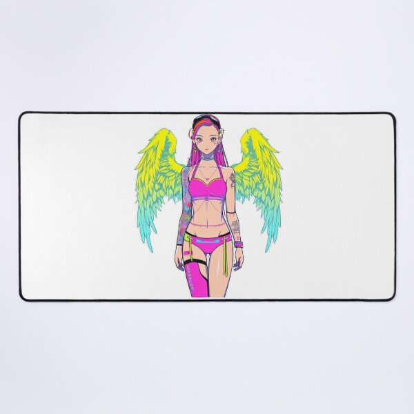 Colourful Neon Pixie Rave Girl with Fairy Wings Poster for Sale