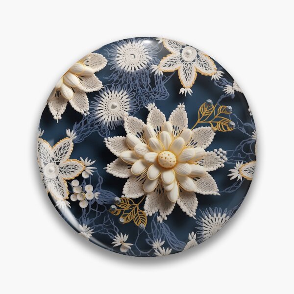Item preview, White flowers embroidery lace design pattern  designed and sold by Trendy-Artistry.
