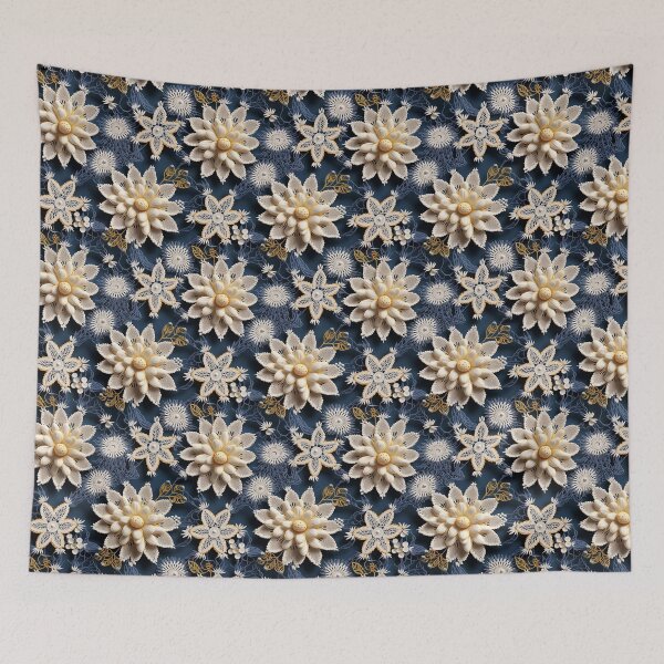 Item preview, White flowers embroidery lace design pattern  designed and sold by Trendy-Artistry.