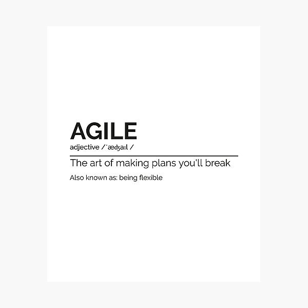 Artikel-Vorschau von „Agile ist die Kunst, Pläne zu schmieden, die Sie zerstören werden“, designt und verkauft von Salma Satya & Co.
