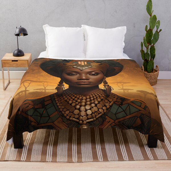 Item preview, Evening mood in Africa with a portrait of a woman in the style of fantastic realism designed and sold by Pflugart.