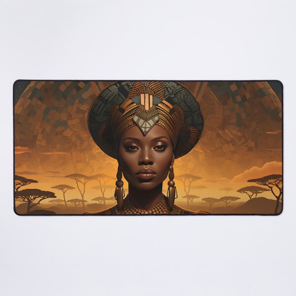 Item preview, Evening mood in Africa with a portrait of a woman in the style of fantastic realism designed and sold by Pflugart.
