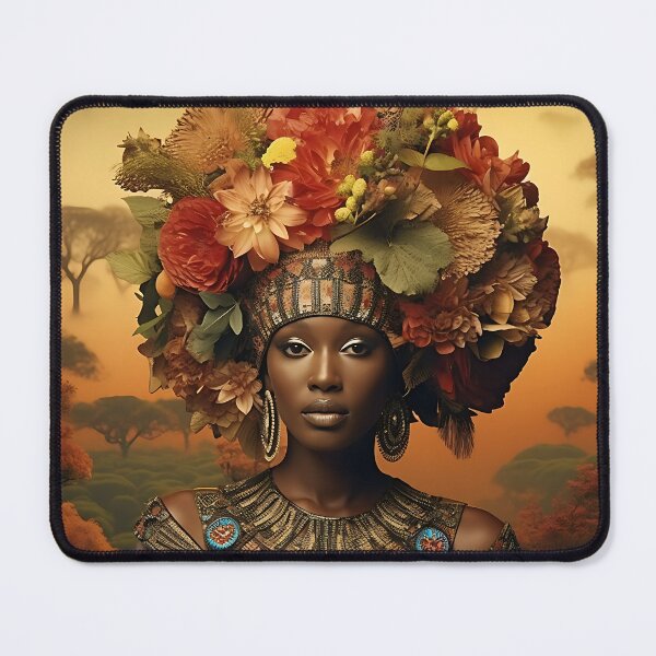 Item preview, Evening mood in Africa with a portrait of a woman in the style of fantastic realism designed and sold by Pflugart.