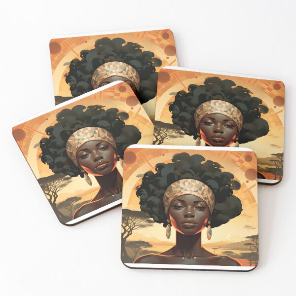 Item preview, Evening mood in Africa with a portrait of a woman in the style of fantastic realism designed and sold by Pflugart.