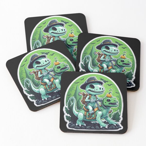 Item preview, Cute Skeleton Riding green Dinosaur designed and sold by TrendyPalette.