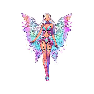 Colourful Neon Pixie Rave Girl with Fairy Wings Poster for Sale by  PixieRavePrints