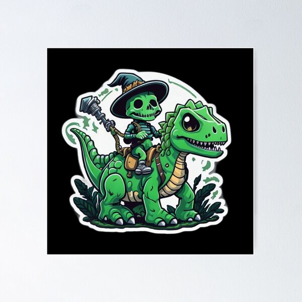 Item preview, Cute Skeleton Riding Green Dinosaur designed and sold by TrendyPalette.
