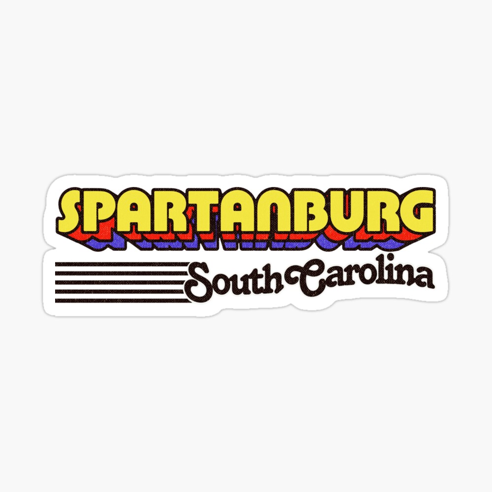 Spartanburg, South Carolina | Retro Stripes Sticker