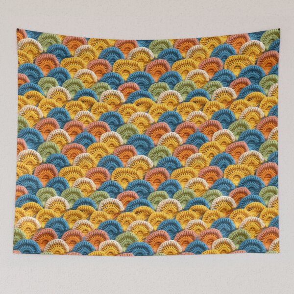 Item preview, Seaside Serenity: Yellow, Blue and Green Shell Crochet Pattern designed and sold by aweartome.