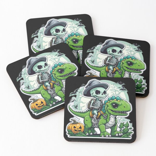 Item preview, Cute Skeleton Riding Green Dinosaur designed and sold by TrendyPalette.
