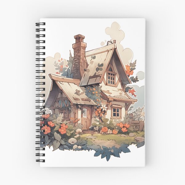 Item preview, Cute Cozy Cottage with Flowers in Cottagecore and Rustic Style designed and sold by CozyKawaiiArt.