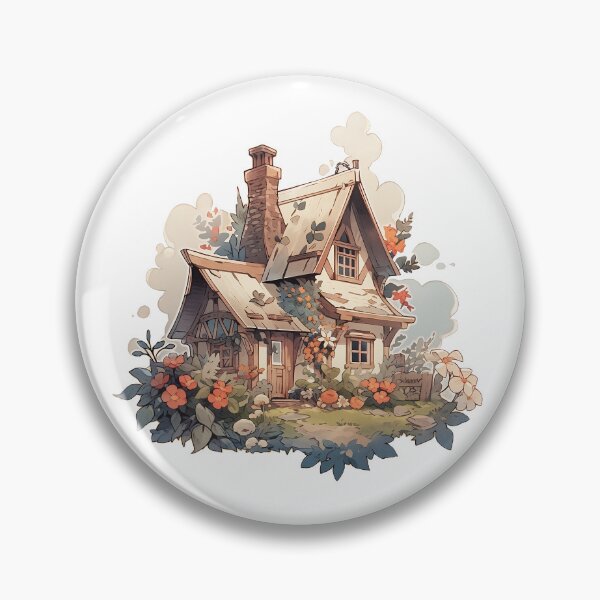 Item preview, Cute Cozy Cottage with Flowers in Cottagecore and Rustic Style designed and sold by CozyKawaiiArt.