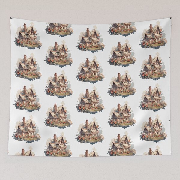 Item preview, Cute Cozy Cottage with Flowers in Cottagecore and Rustic Style designed and sold by CozyKawaiiArt.