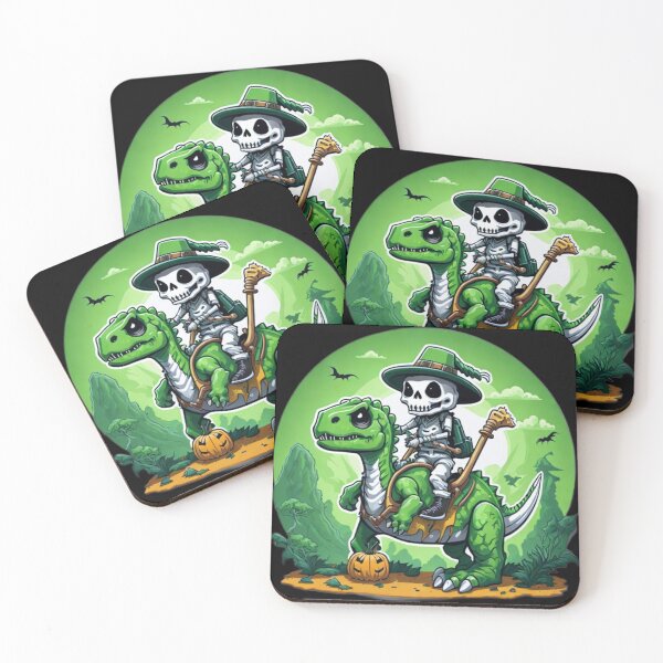 Item preview, Cute Skeleton Riding Green Dinosaur designed and sold by TrendyPalette.