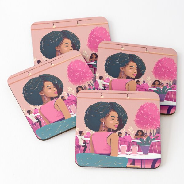 Item preview, Pink cafe and woman designed and sold by simaso.