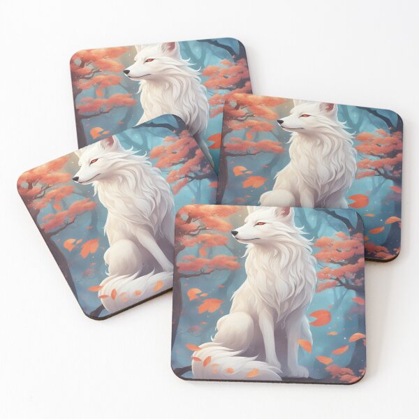 Item preview, Japanese folklore fox kitsune forest cherry blossom tree fantasy art designed and sold by Meena-tta.