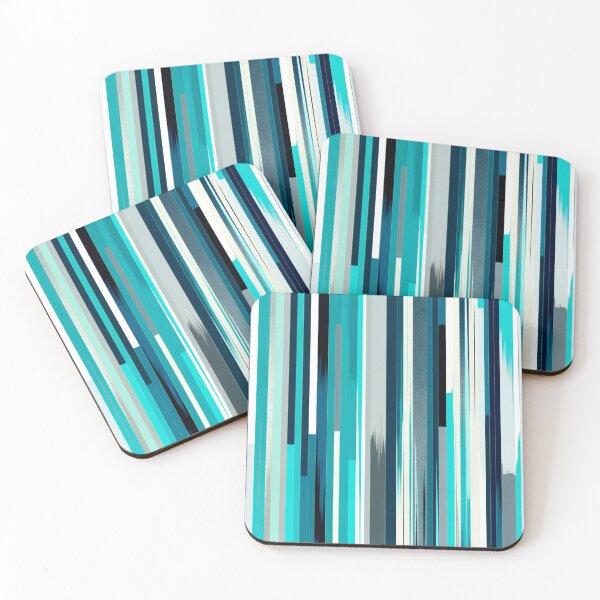 Item preview, Stripe Design -Splendor Turquoise, light blue, navy, white, silver 2 designed and sold by Highlandkings.