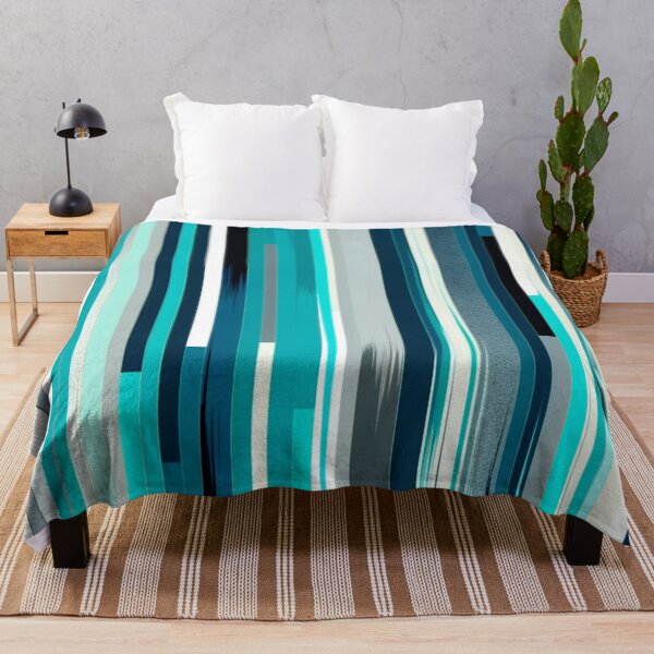Item preview, Stripe Design -Splendor Turquoise, light blue, navy, white, silver 2 designed and sold by Highlandkings.