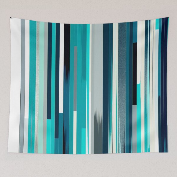 Item preview, Stripe Design -Splendor Turquoise, light blue, navy, white, silver 2 designed and sold by Highlandkings.