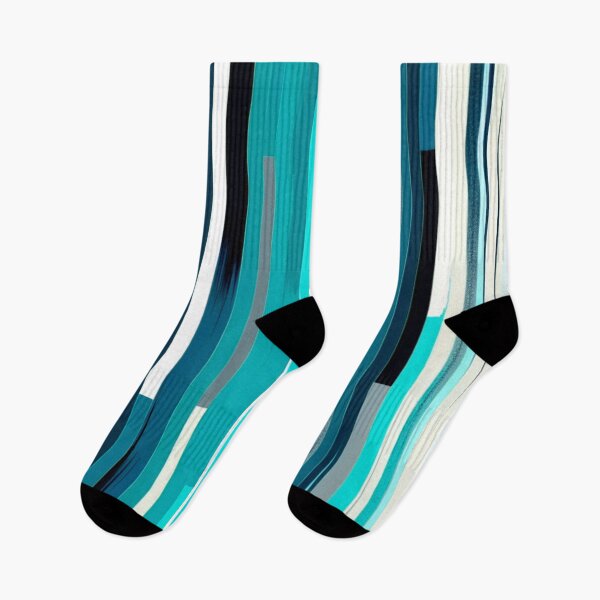 Item preview, Stripe Design -Splendor Turquoise, light blue, navy, white, silver 2 designed and sold by Highlandkings.