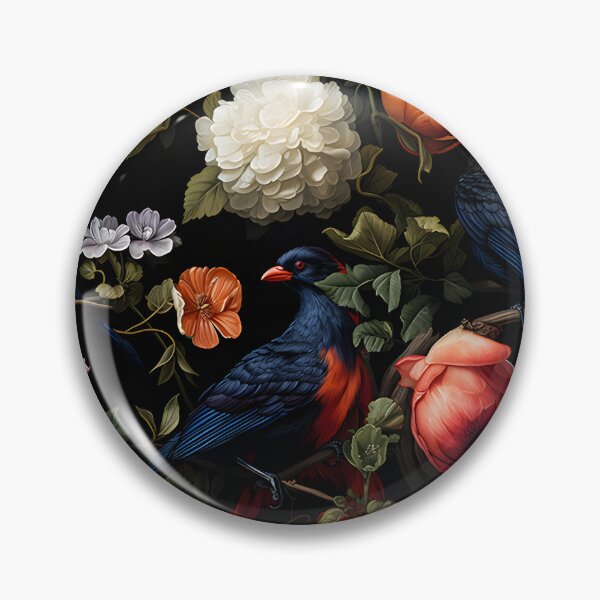 Item preview, Blue Birds in Late Summer Night Floral Pattern designed and sold by 20th-eclipse.