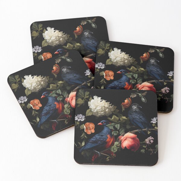 Item preview, Blue Birds in Late Summer Night Floral Pattern designed and sold by 20th-eclipse.