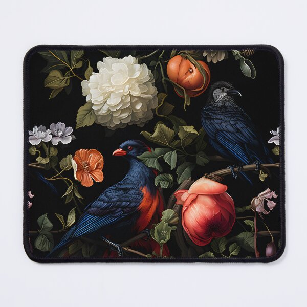 Item preview, Blue Birds in Late Summer Night Floral Pattern designed and sold by 20th-eclipse.