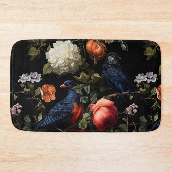 Item preview, Blue Birds in Late Summer Night Floral Pattern designed and sold by 20th-eclipse.