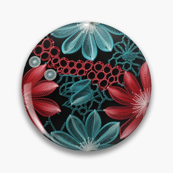 Item preview, Sky blue and red flowers embroidery lace type design pattern  designed and sold by Trendy-Artistry.