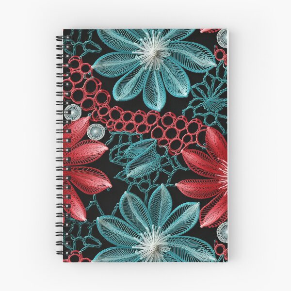 Item preview, Sky blue and red flowers embroidery lace type design pattern  designed and sold by Trendy-Artistry.