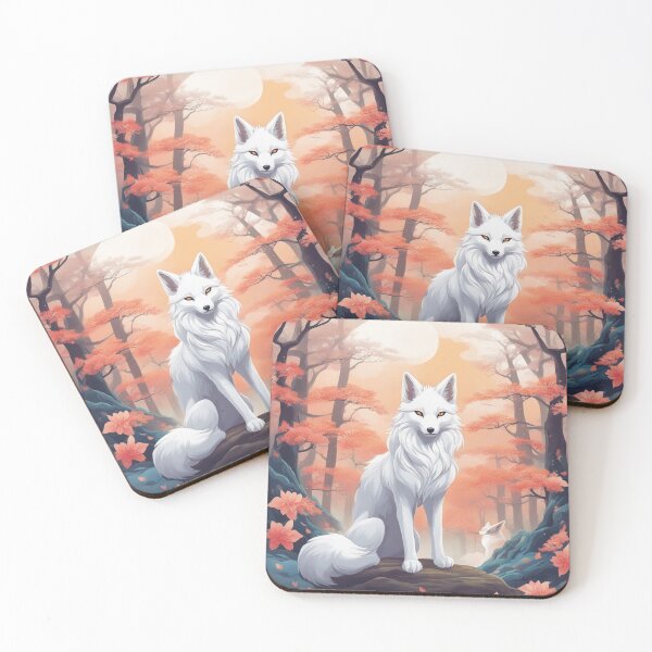 Item preview, Japanese folklore fox kitsune forest cherry blossom tree fantasy art designed and sold by Meena-tta.