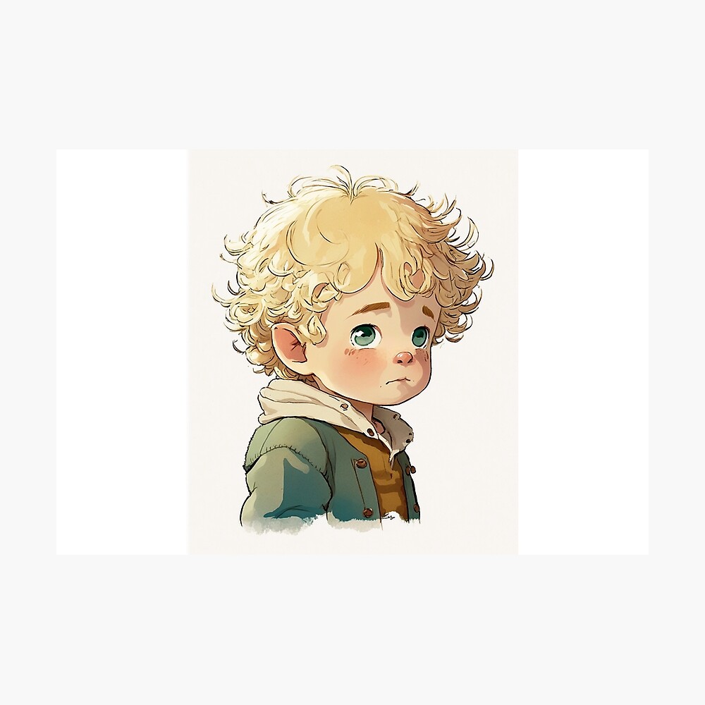 Cute Young Boy With Blonde Curly Hair and Green Eyes