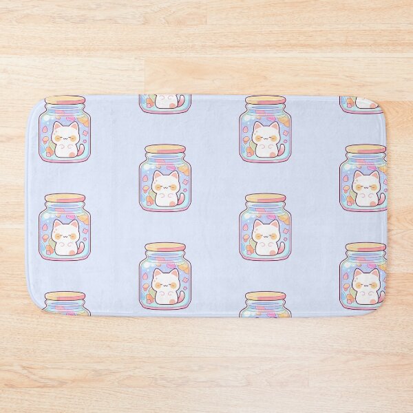 Item preview, Cute kawaii white cat in a glass jar designed and sold by Narukuku.