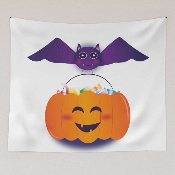 Item preview, Pumpkin and bat - cute Halloween designed and sold by Illustralare.
