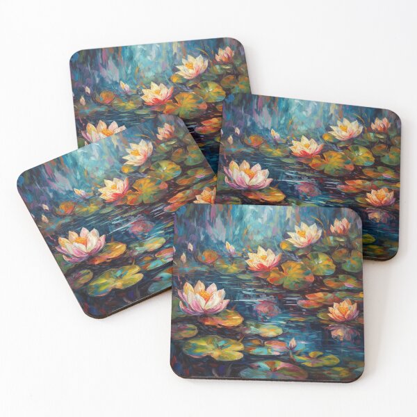 Item preview, : Water Lilies in Oil Brushstrokes designed and sold by artyfull.