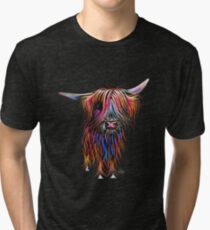 CoW PRiNT SCoTTiSH HiGHLaND ' CoCo ' By SHiRLeY MacARTHuR Tri-blend T-Shirt