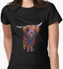 CoW PRiNT SCoTTiSH HiGHLaND ' CoCo ' By SHiRLeY MacARTHuR Fitted T-Shirt