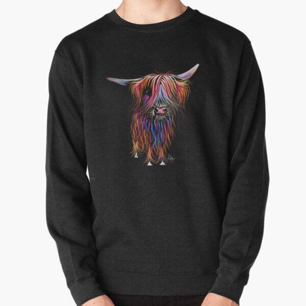 CoW PRiNT SCoTTiSH HiGHLaND ' CoCo ' By SHiRLeY MacARTHuR Pullover Sweatshirt