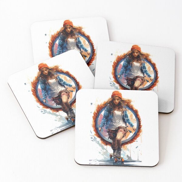 Item preview, girl skateboard jump over ring of fire designed and sold by digilabs.