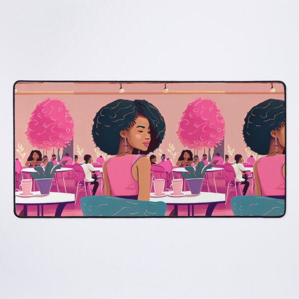 Item preview, Pink cafe and woman designed and sold by simaso.
