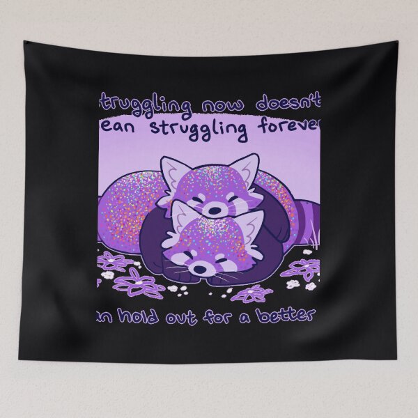 Item preview, Struggling now doesn't mean struggling forever Cuddling Purple Red Pandas 	 	 designed and sold by klpamiwf1.
