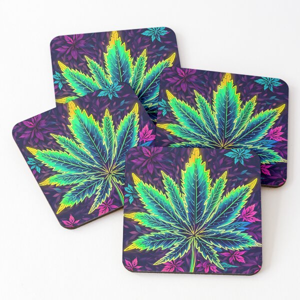 Item preview, Psychedelic Electric RGB Marijuana Pot Leaf Black Poster 2 of 4 designed and sold by wojysmokes.